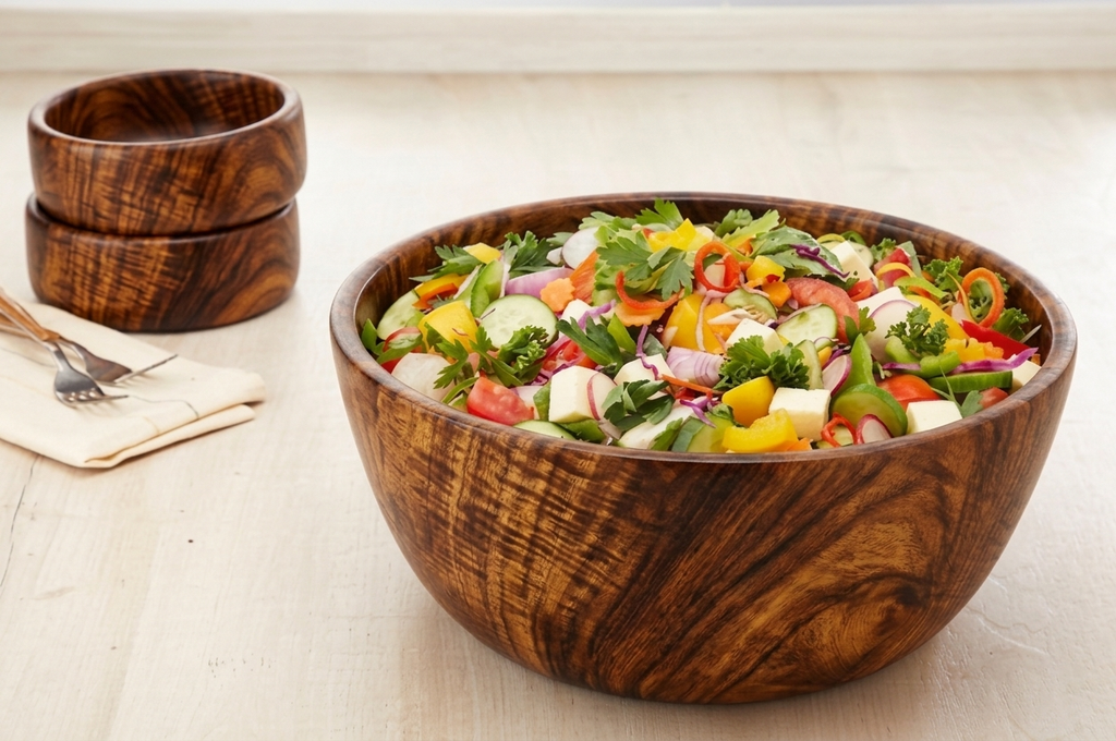 Deep Round Teak Salad and Fruit Bowl | Full Circle
