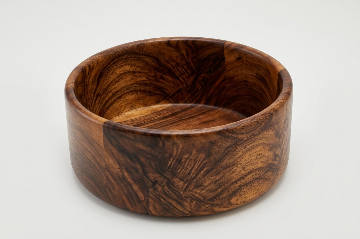 Deep Cylindrical Teak Serving Bowl | Golden Hour