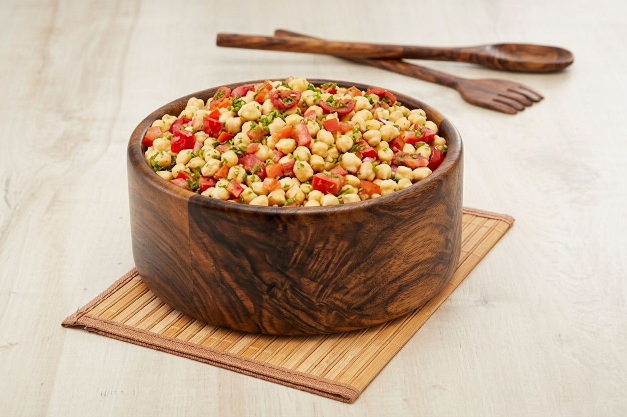 Deep Cylindrical Teak Serving Bowl | Golden Hour