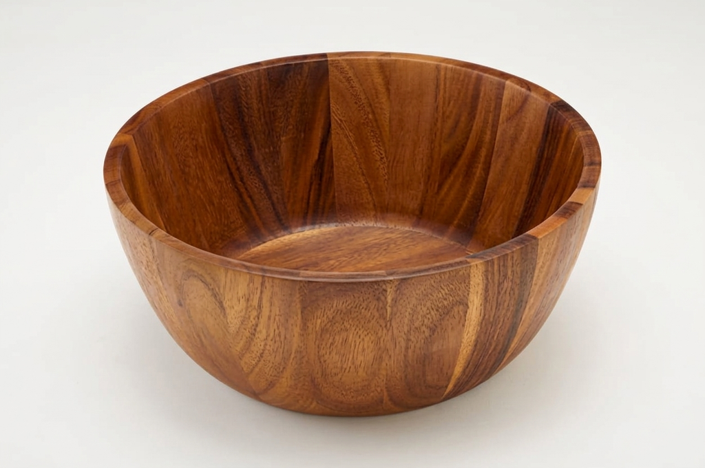 Deep Round Staved Teak Bowl | Grain & Crisp