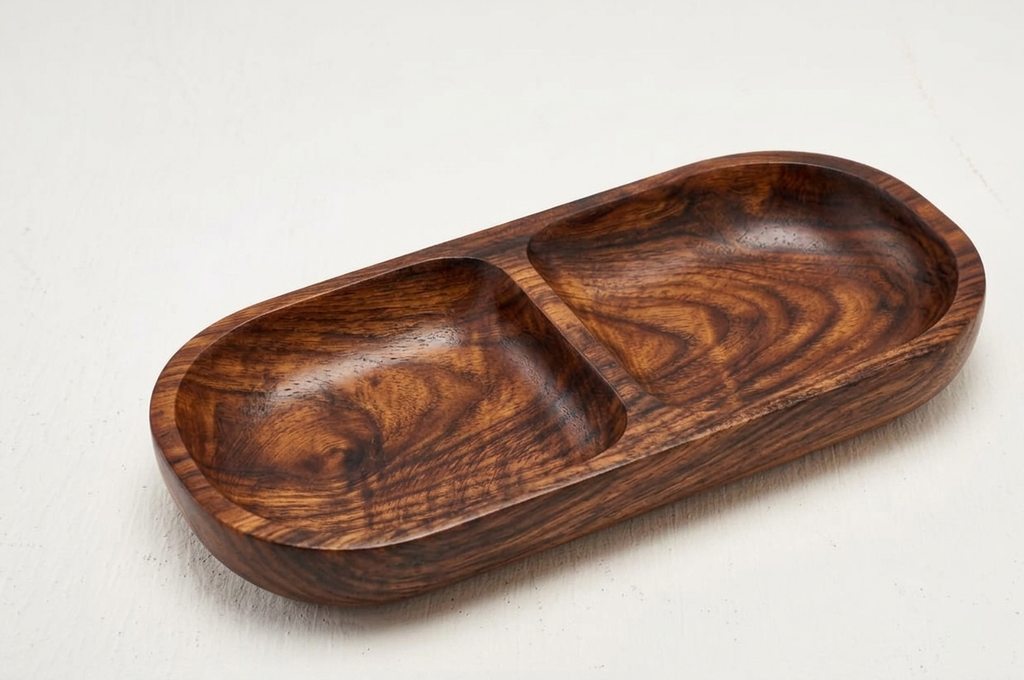Two-compartment oval serving tray | Side by Side