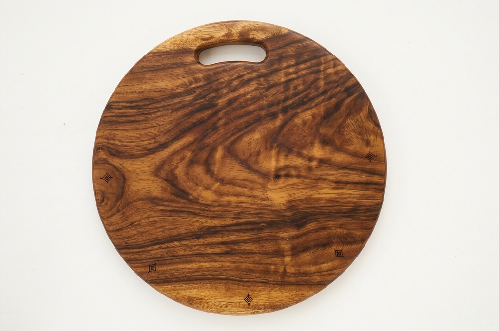 Large Circular Teak Cutting Board | The Compass Board