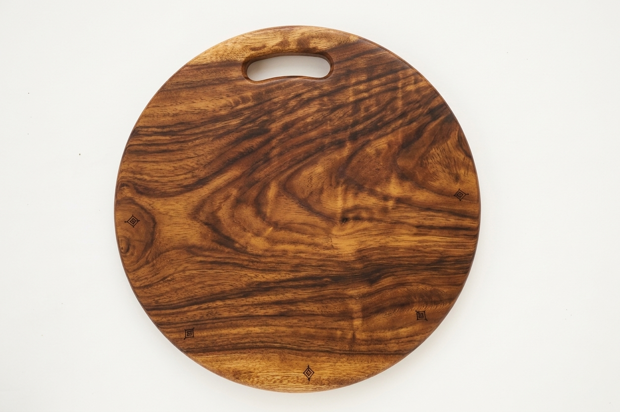 Large Circular Teak Cutting Board | The Compass Board