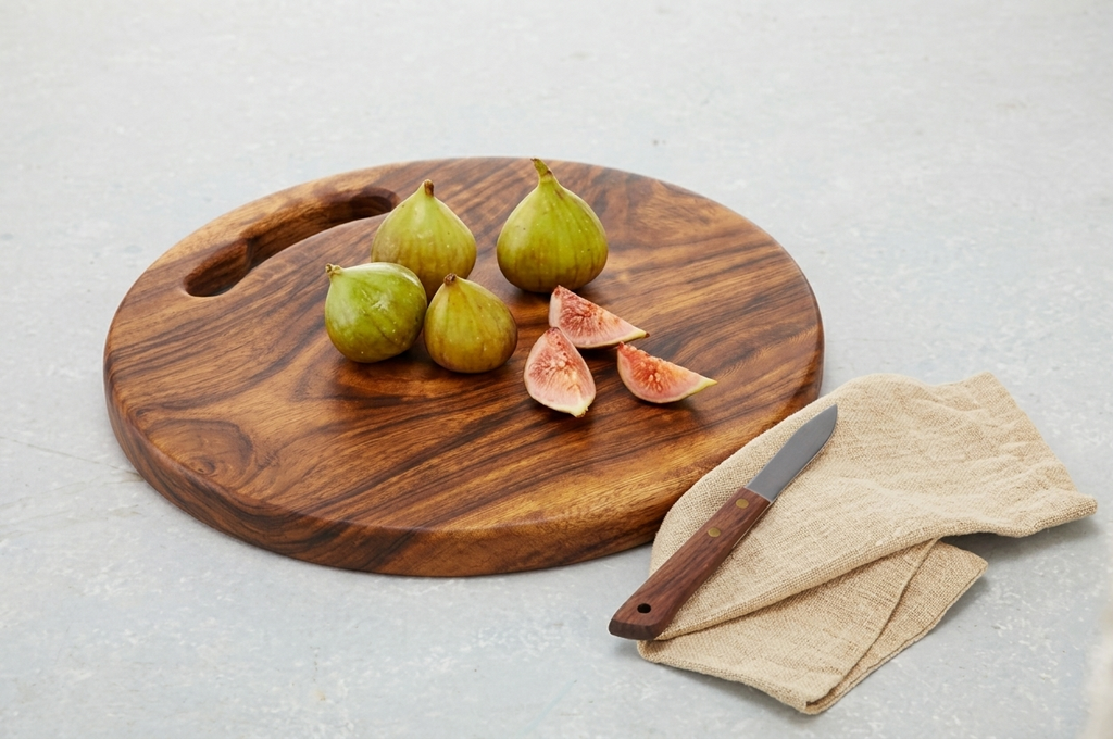 Large Circular Teak Cutting Board | The Compass Board