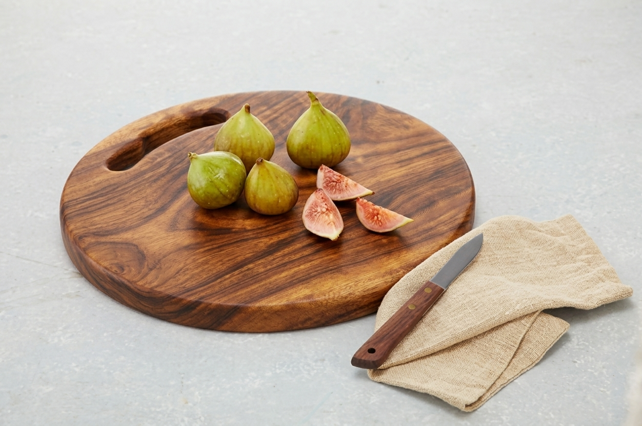 Large Circular Teak Cutting Board | The Compass Board