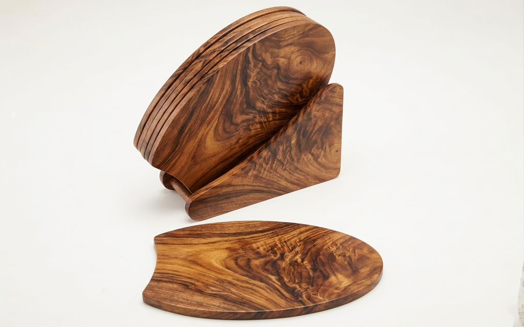 Teak Coaster Set | The Wingman