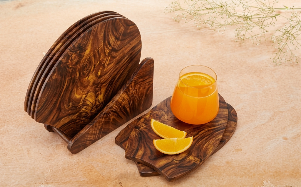 Teak Coaster Set | The Wingman